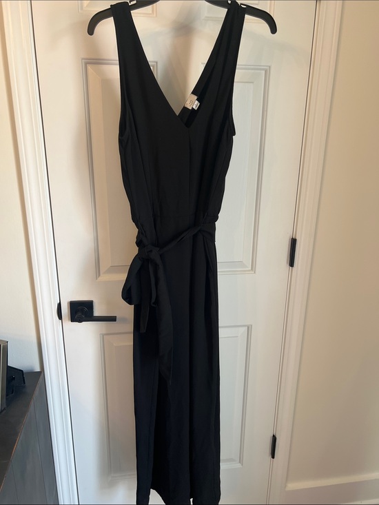 a new day Pants - Black V-Neck Sleeveless Jumpsuit with Waist Tie. A New Day-L